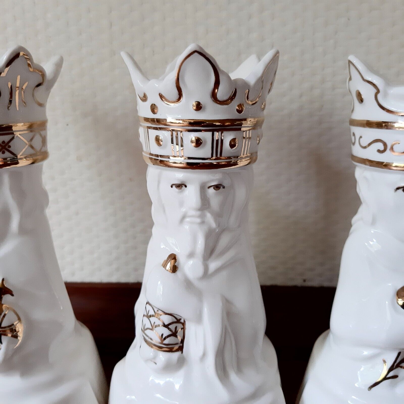 Set of 3 WISE MEN w Gold Fajance by Rasmus Harboe for ROYAL COPENHAGEN