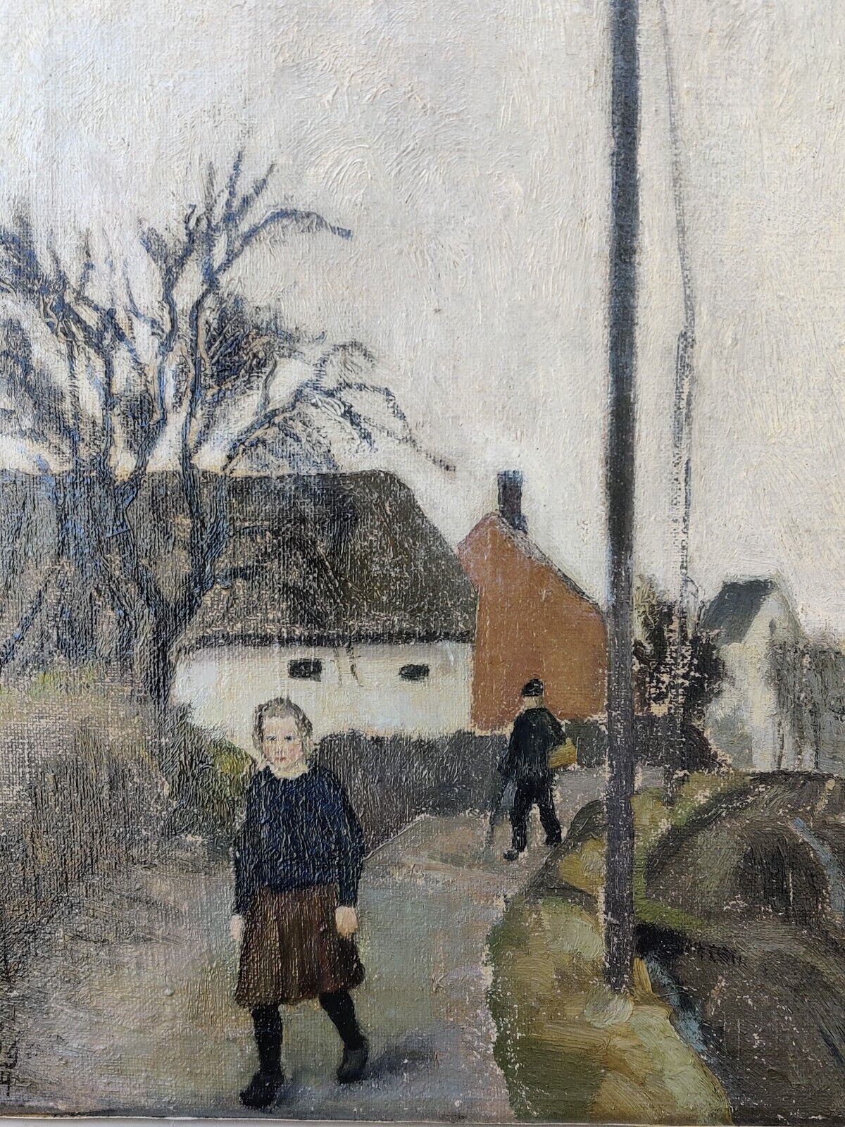 Ole Söndergaard (1876-1958): ROAD THROUGH VILLAGE original oil low shipping!!