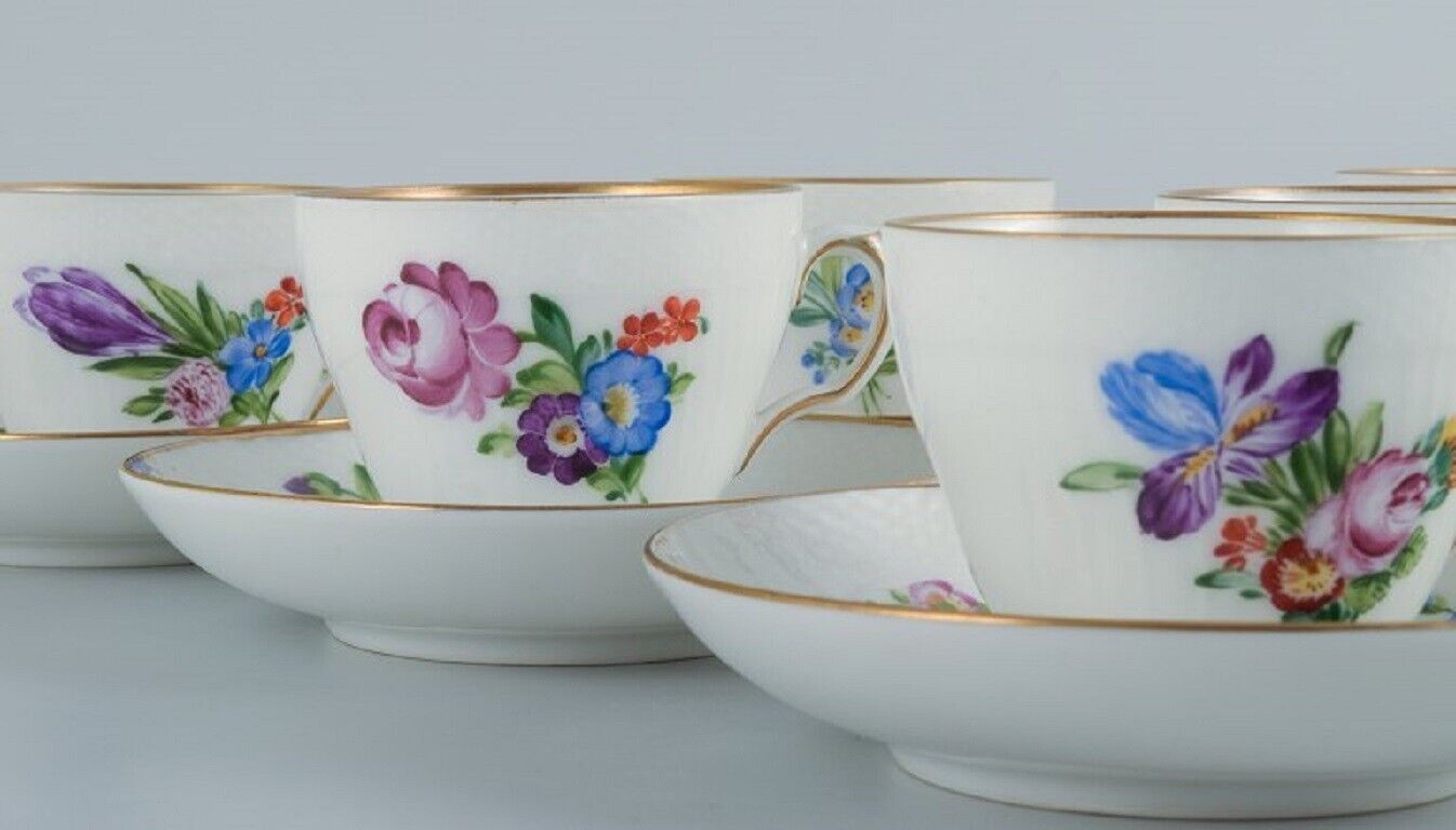 Royal Copenhagen Saxon Flower  Five coffee cups with saucers  Early 20th C