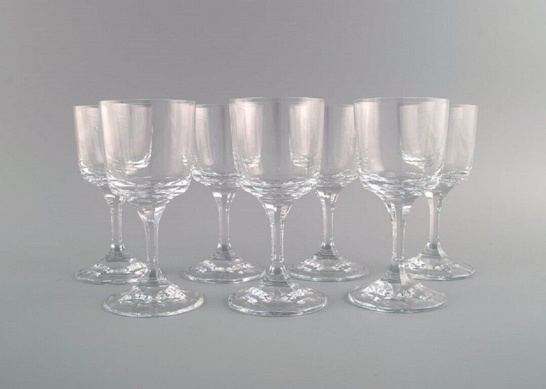 Seven René Lalique Chenonceaux white wine glasses in clear crystal glass