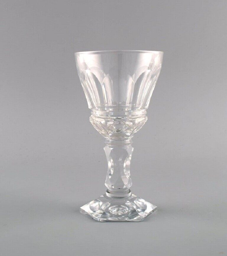 Baccarat France Three Art Deco white wine glasses in clear crystal glass