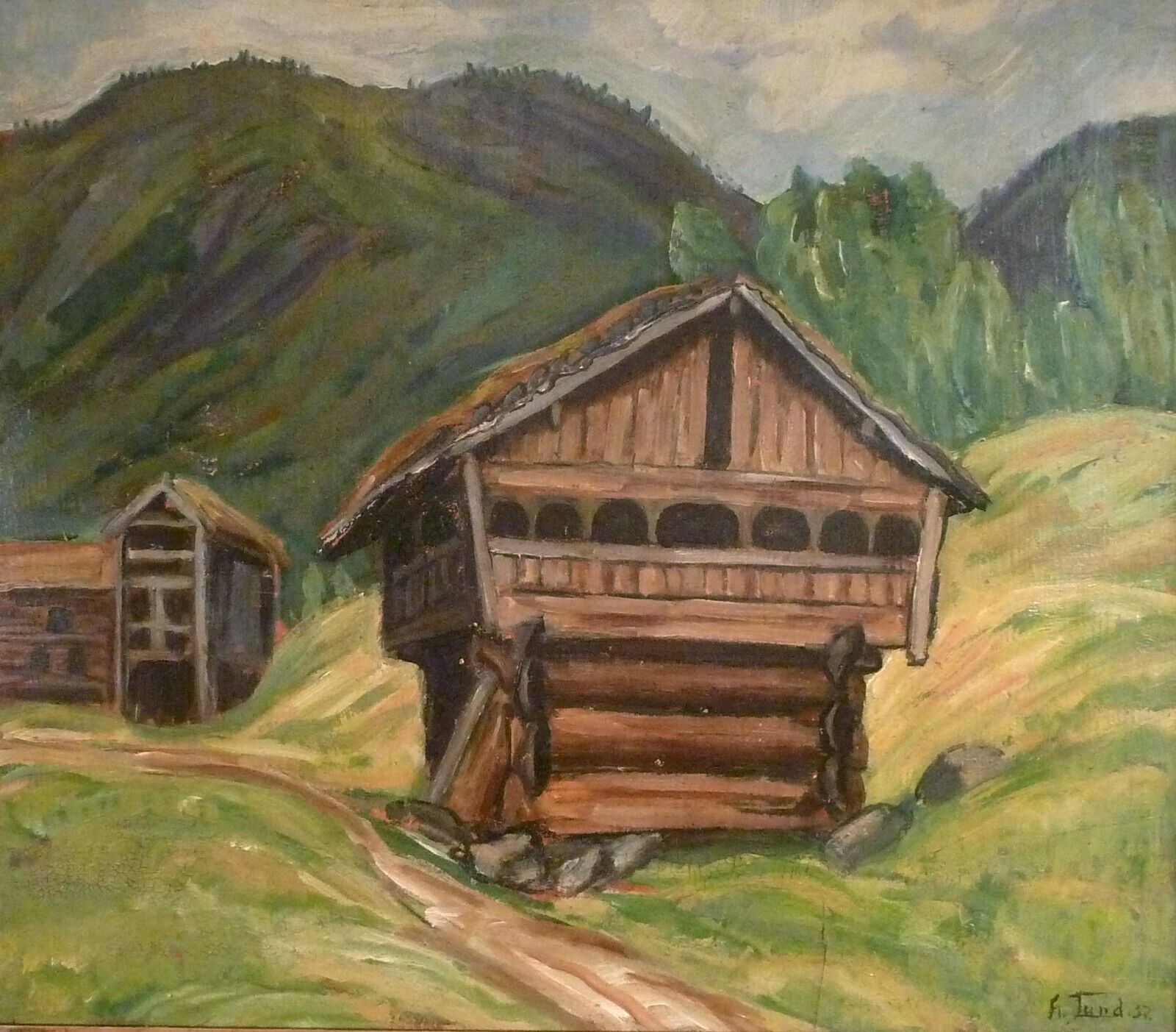 FREDERIK LUND! SCENERY FROM THE ALPS WITH COTTAGES