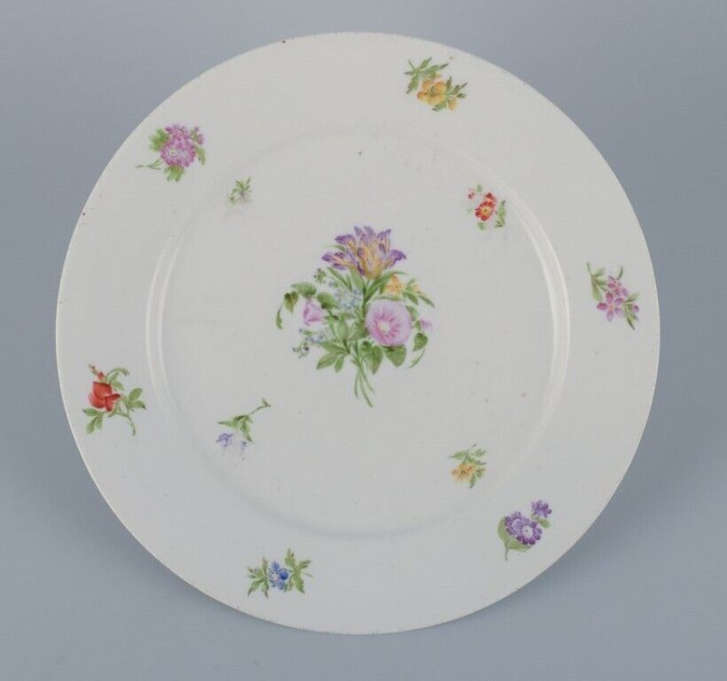 Royal Copenhagen set of four rare and antique Saxon Flower porcelain plates