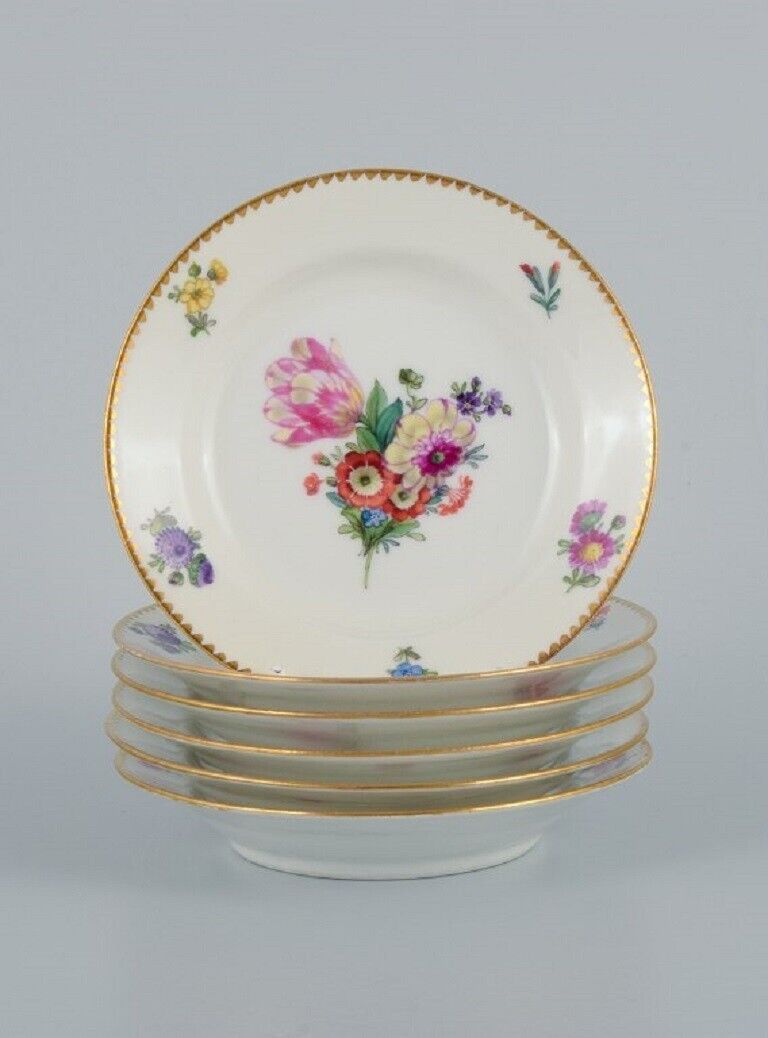 BG Bing  Grondahl Saxon flower Six cake plates decorated with flowers