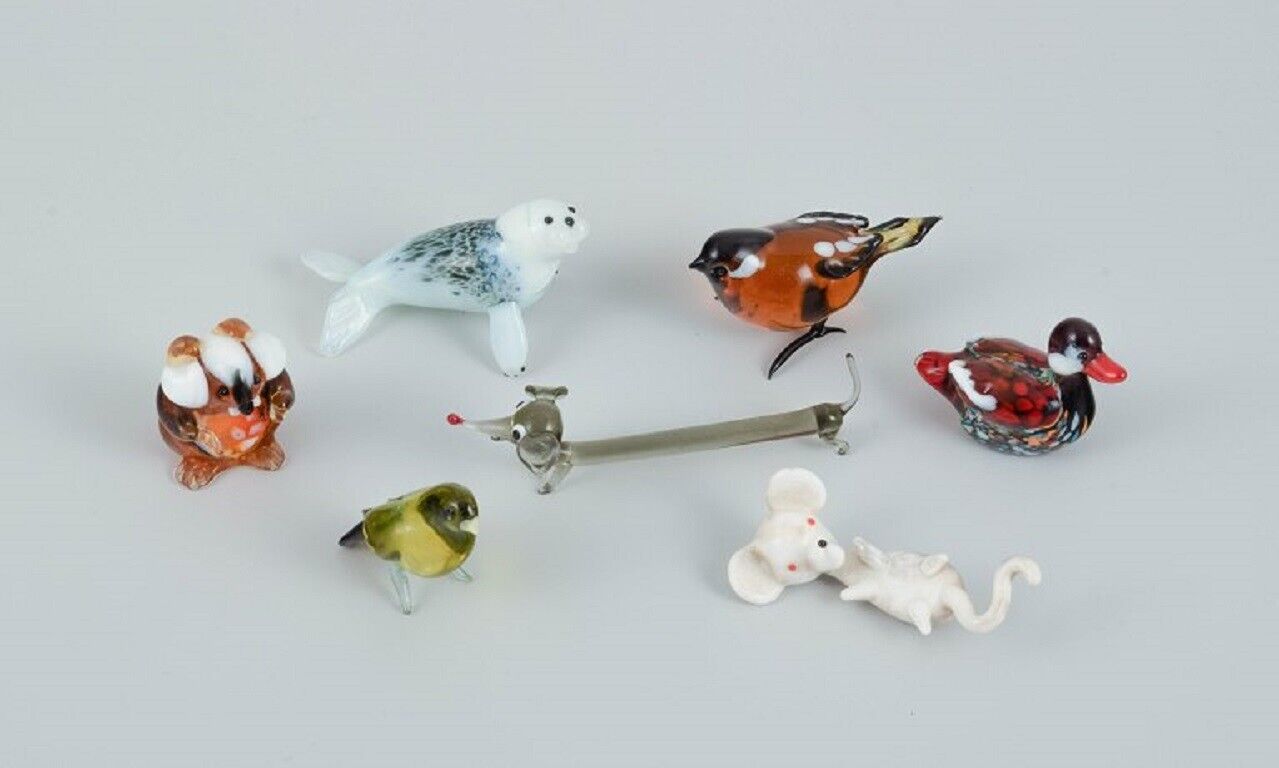 Murano Italy A collection of six miniature glass figurines of animals