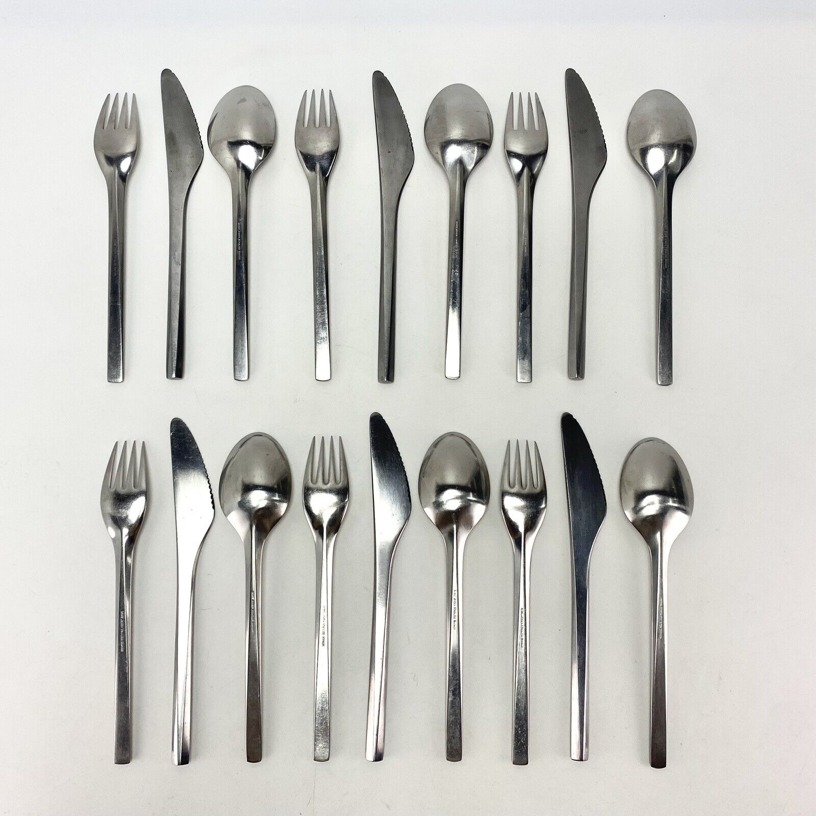 18pc 6set MCM Georg Jensen Prism Stainless Steel Lunch Flatware Holbek Dahlerup