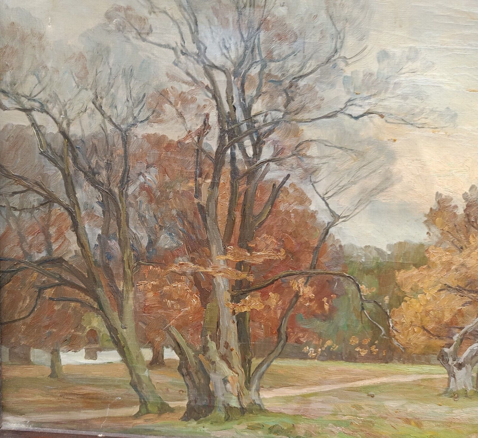 Peter Klitz (1874-1955): AUTUMN IN FOREST Original oil painting Dated 1935