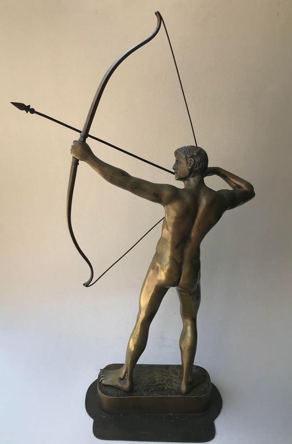 Eugène Kampf ( French 1822) Exquisite Large bronze  An Male Archer Berlin