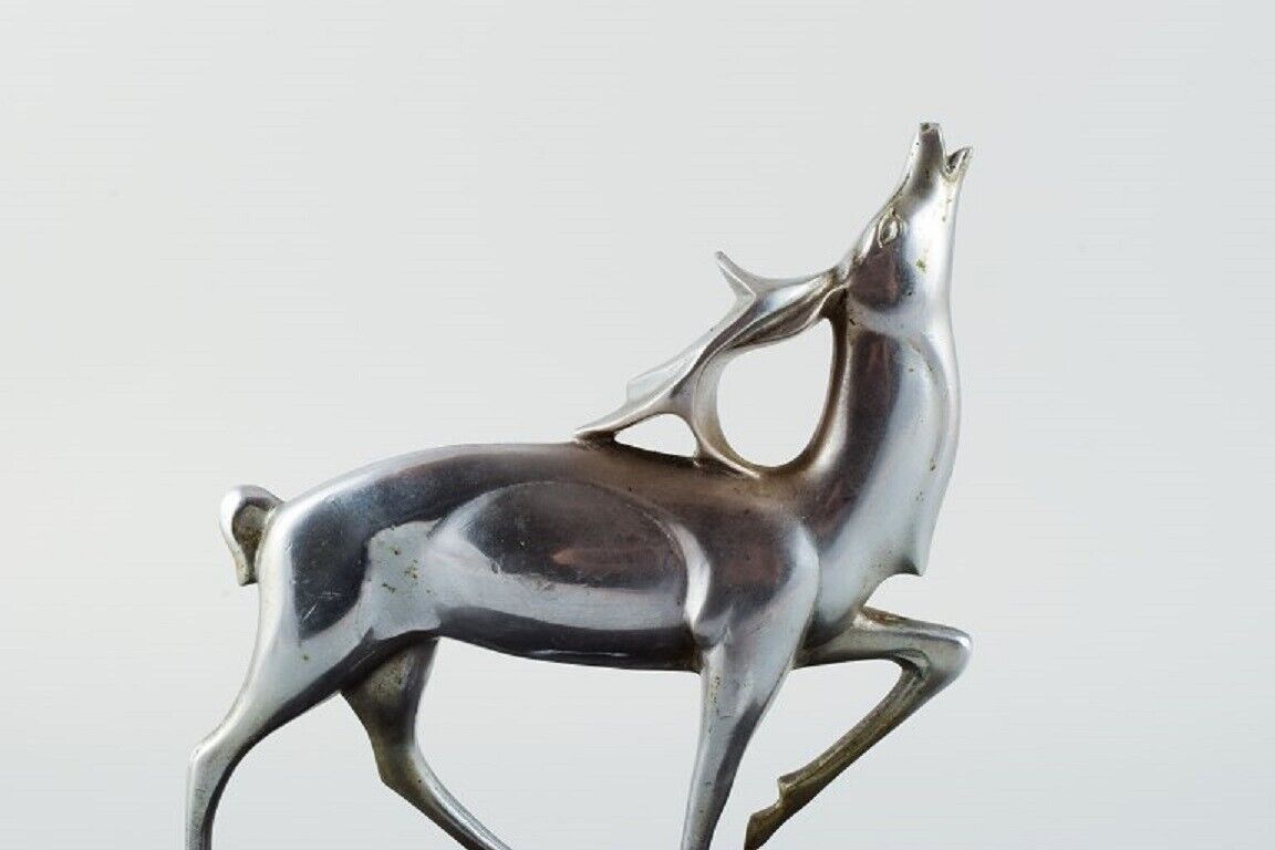 Michel Decoux (1837-1924) Belgian sculptor Art Deco sculpture of roaring stag