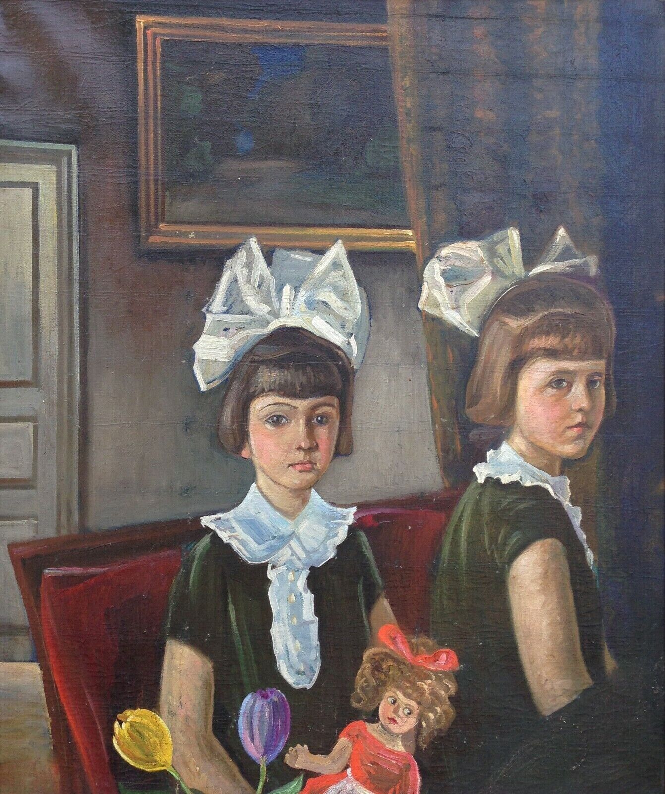 Two Girls in Fixed Wear with Large Bows in Hair