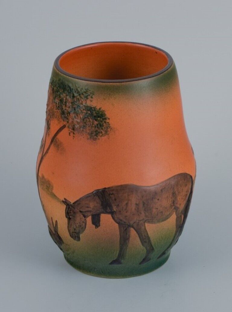 Ipsen's Denmark Vase with horse and hare Design J Resen Steenstrup 1909