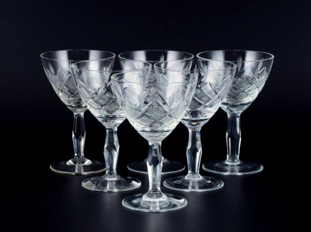 Wien Antik Lyngby Glas Denmark vintage set of six clear sherry glasses