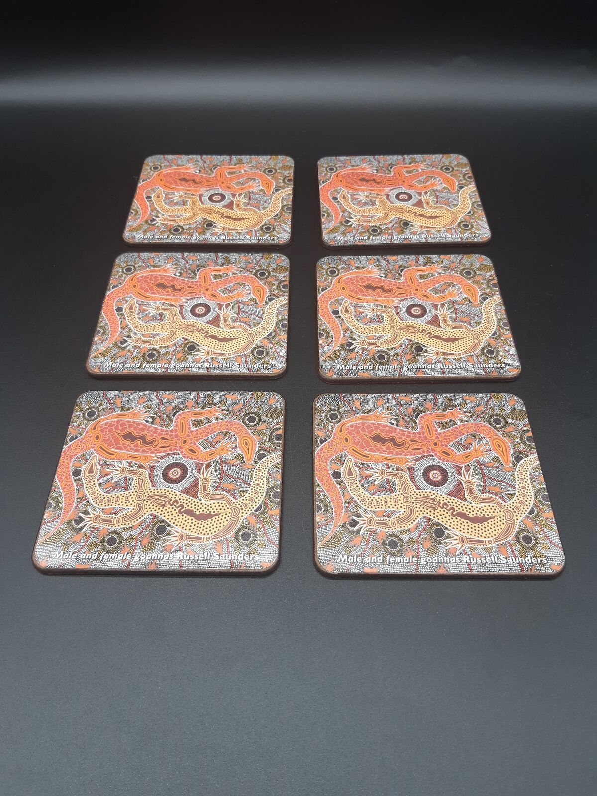 6 pcs Tobwabba Australian Aboriginal Art coaster