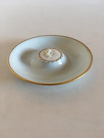 Bing  Grondahl Ashtray No 1291 with Bisque Angel Ornament and Gold Border