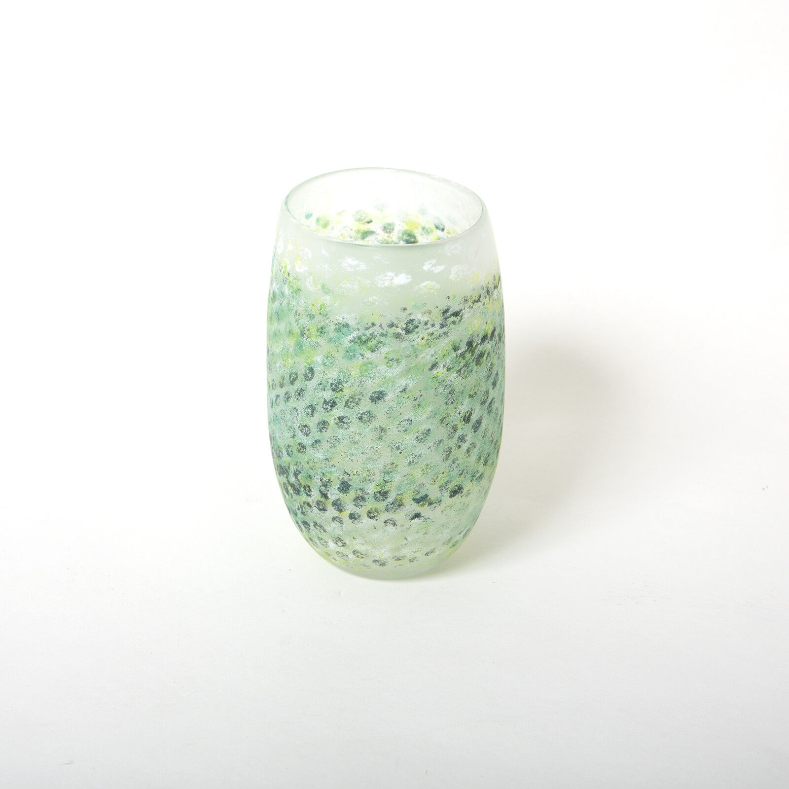 Danish Green Unique Handmade Glass Vase Green Clear White Home Scandinavian