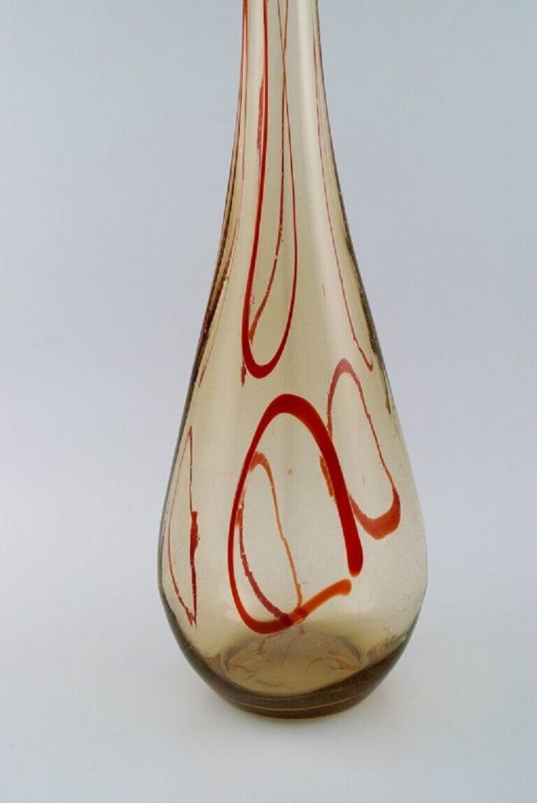 Large Murano floor vase in smoky and red mouth blown art glass Italian design