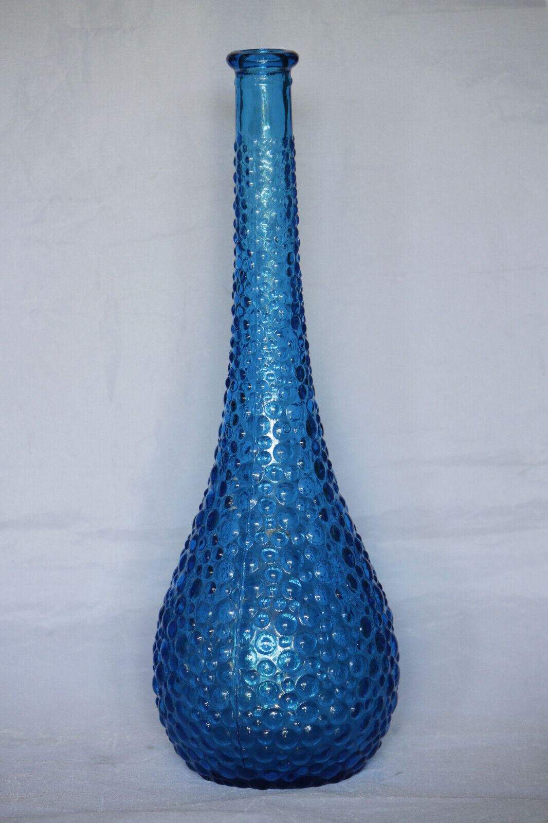 Vintage Italian Blue Glass Genie Bottle Empoli Decanter 155in 70s NO STOPPER