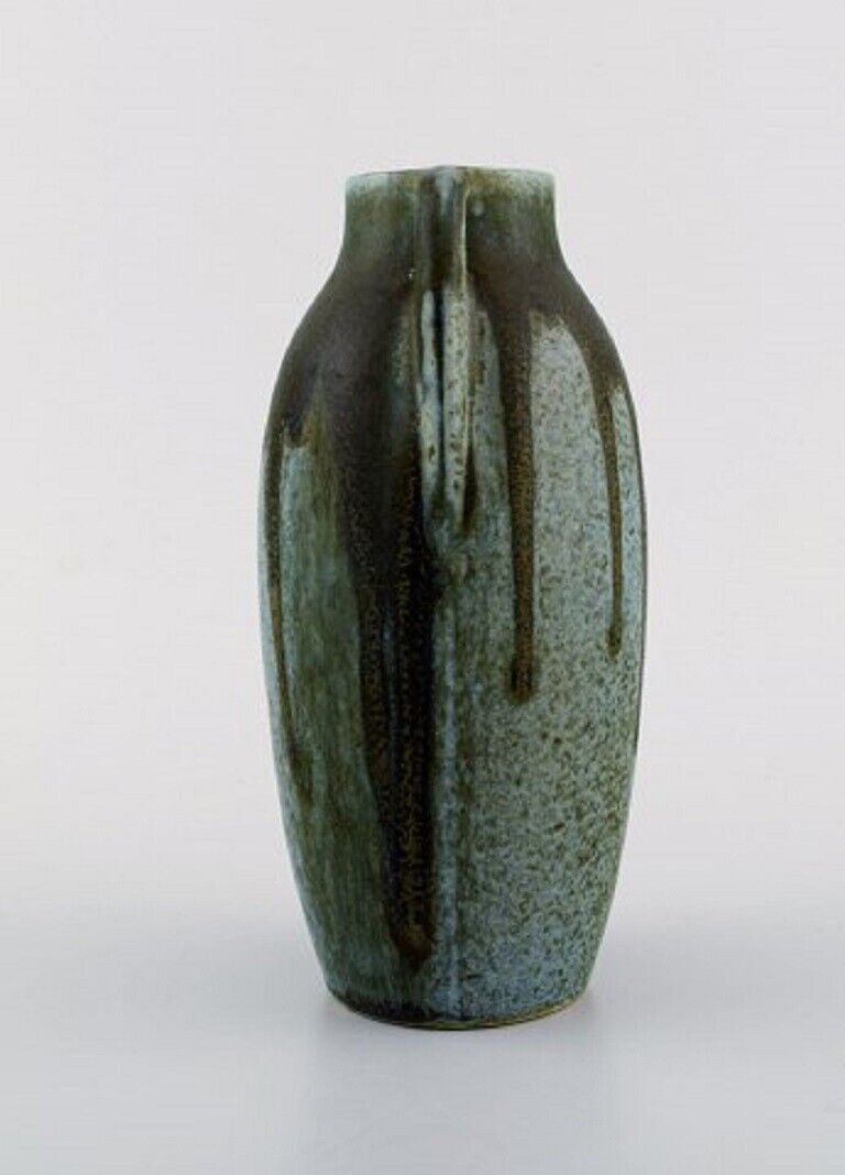 Denbac France Vase with handles in glazed ceramic 1940's