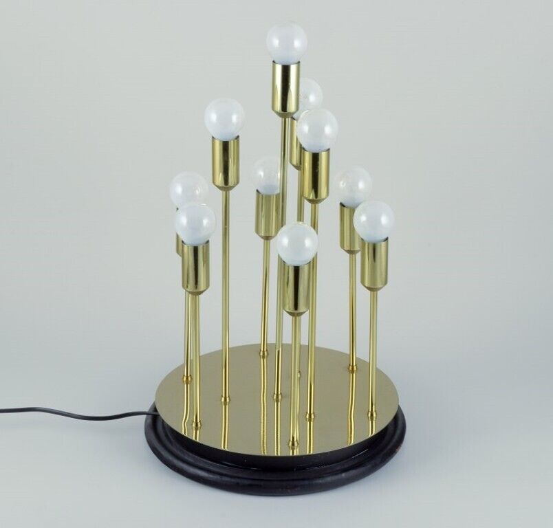 Sülken Leuchten Modern lamp for ten bulbs Brass on a black wooden base