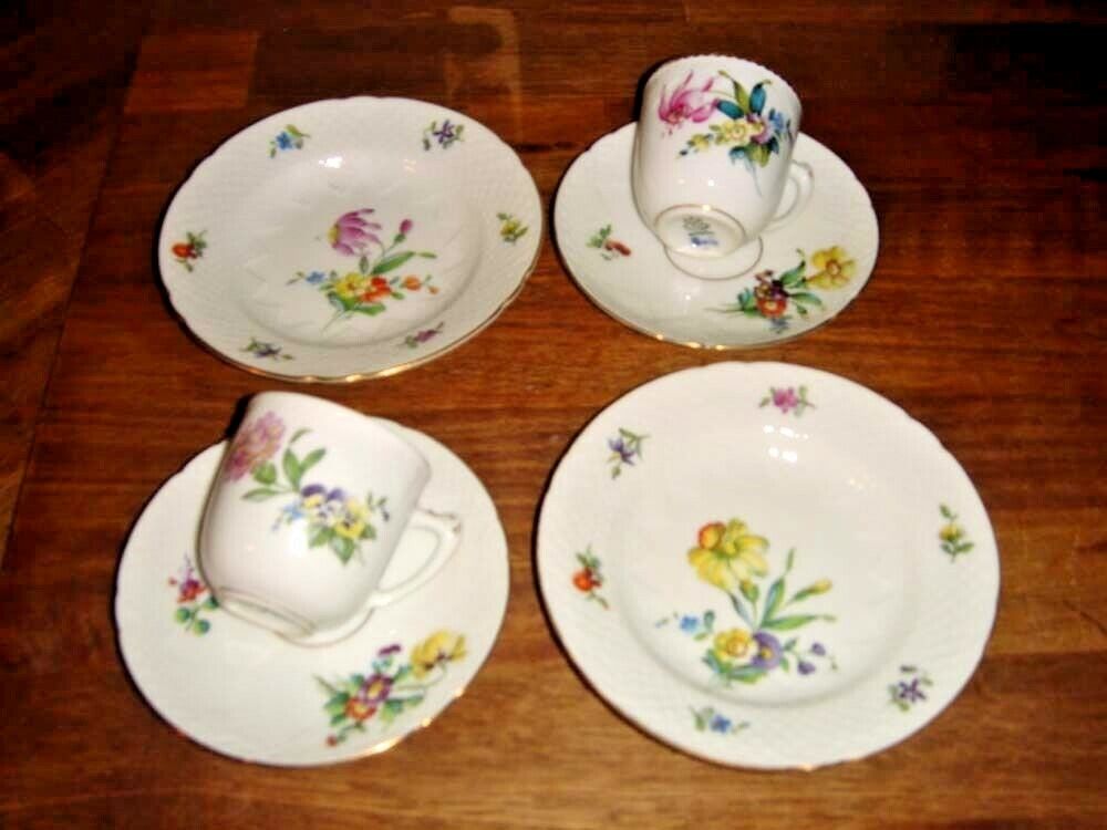 2 RARE Trio Tall MOCCA sets # 106 SAXON FLOWER Bing  Grondahl Royal Copenhagen