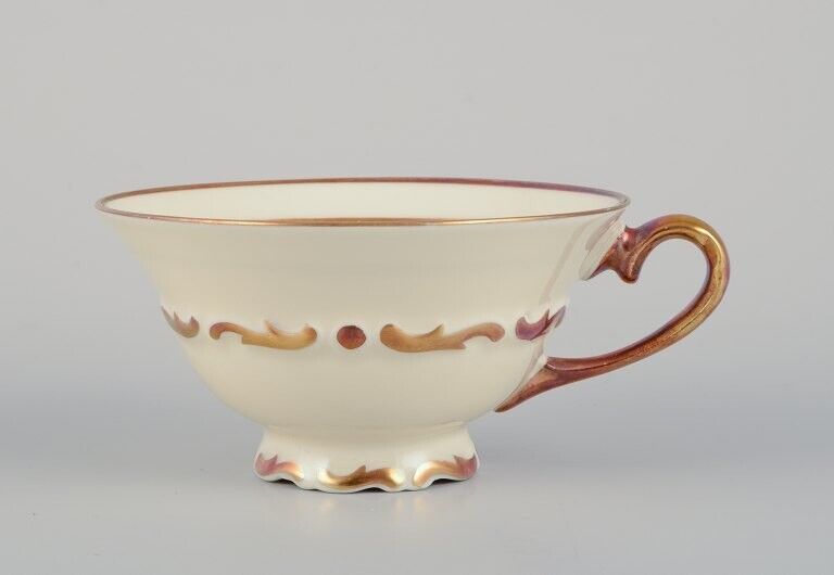 Six KP Karlskrona (Sweden) tea cups with saucers in cream-colored porcelain