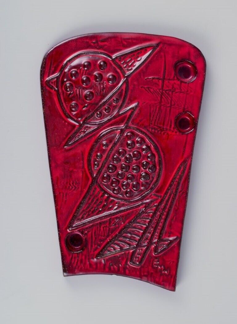 Ester Wallin for Upsala Ekeby Stoneware wall plaque with abstract motif