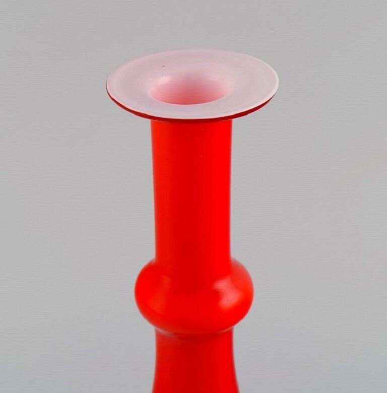 Holmegaard / Kastrup Two Carnaby vases in red mouth blown art glass 1960s