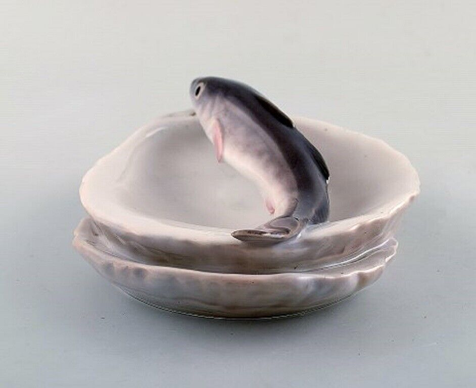 Royal Copenhagen Rare art nouveau dish with fish Early 20th century