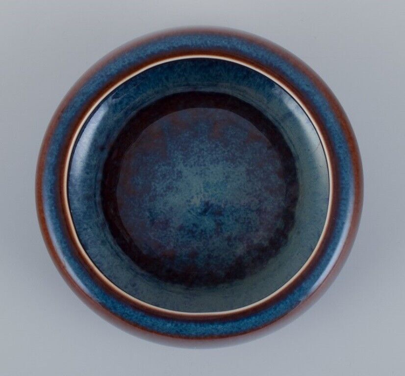 Carl Harry Stålhane for Rörstrand Ceramic bowl with blue and brown glaze