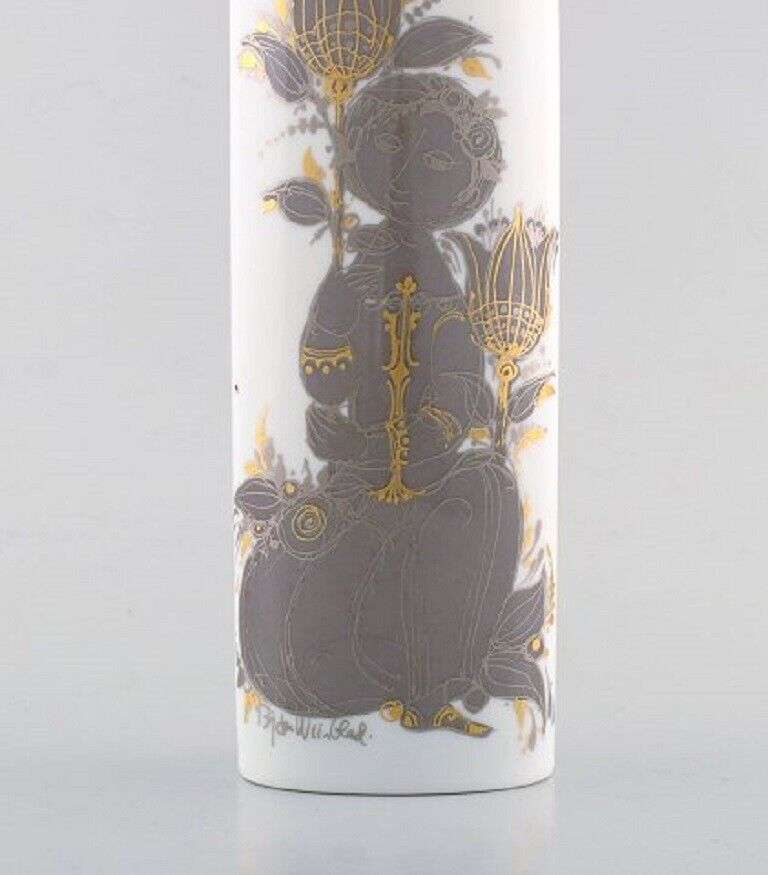 Bjørn Wiinblad for Rosenthal Studio Line Porcelain vase with woman and flowers