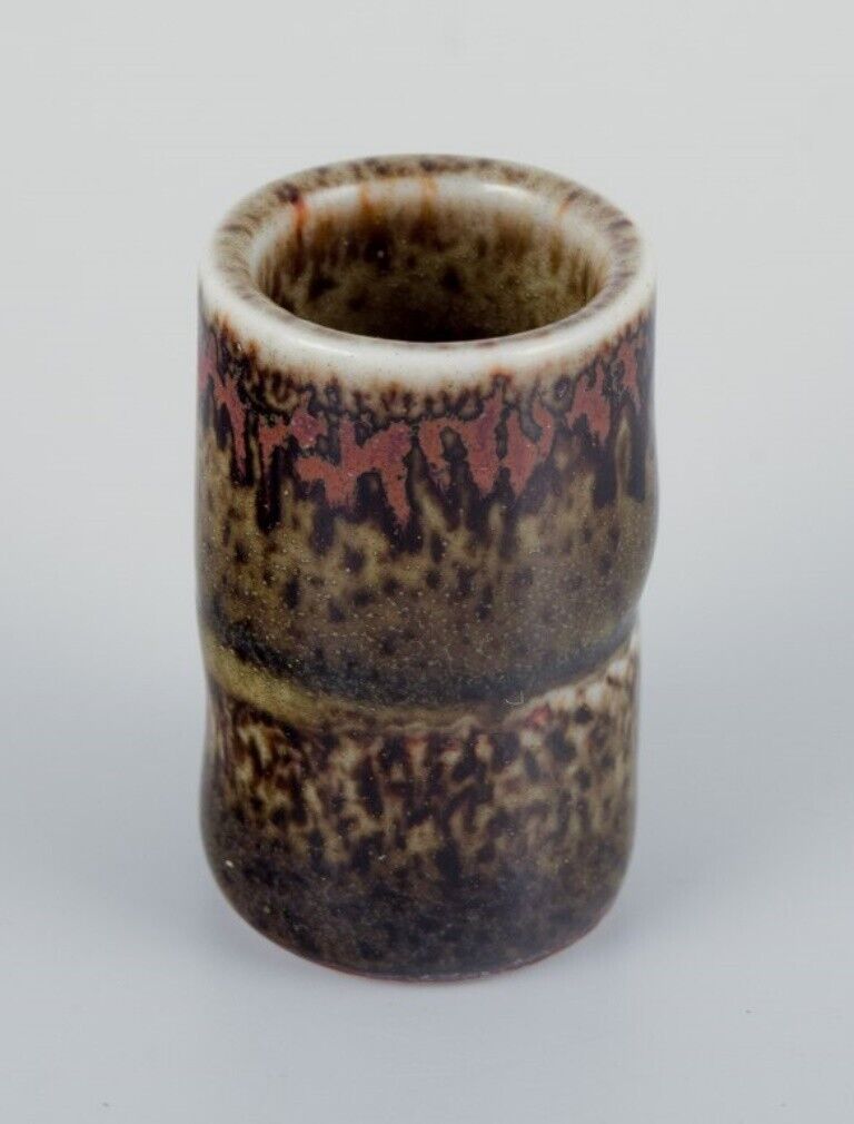 Stig Lindberg Gustavsberg Studio Miniature vase with green-brown glaze 1960s