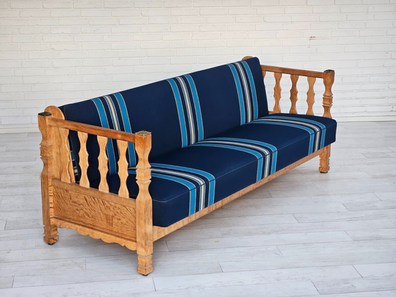 1970s Danish sleeping foldable sofa oak wood original very good condition