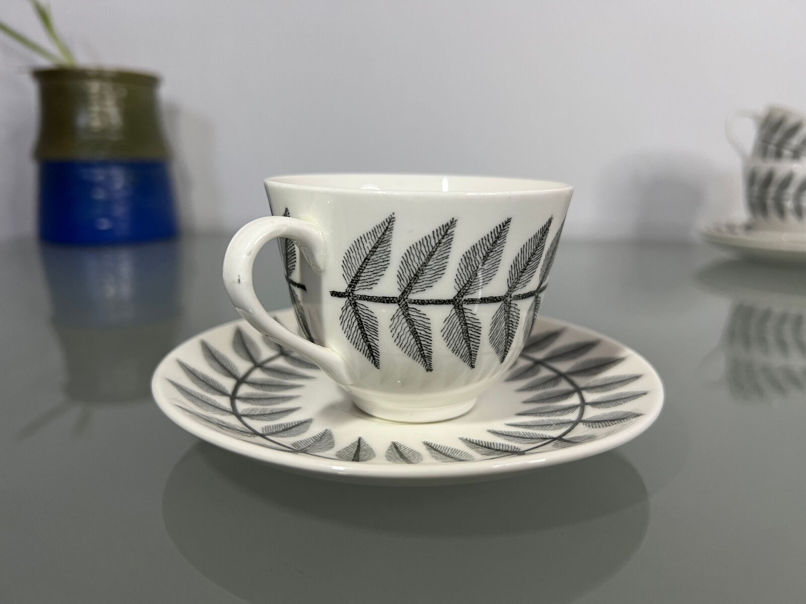 Gustavsberg Maxim (Black) Coffee Cup Set by Bibi Breger and Stig Lindberg