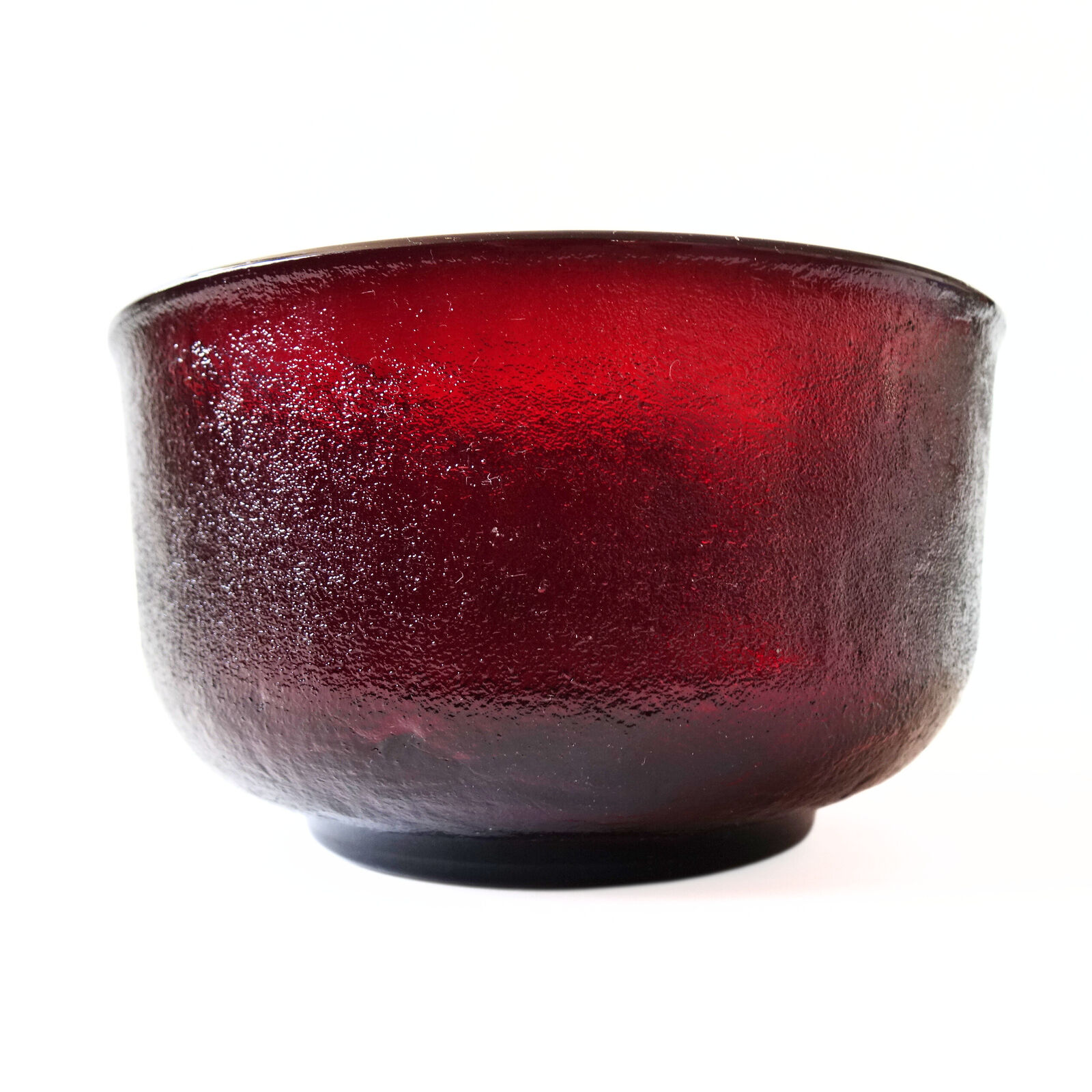 Vintage large retro pressed red glass bowl from Sweden 1960s