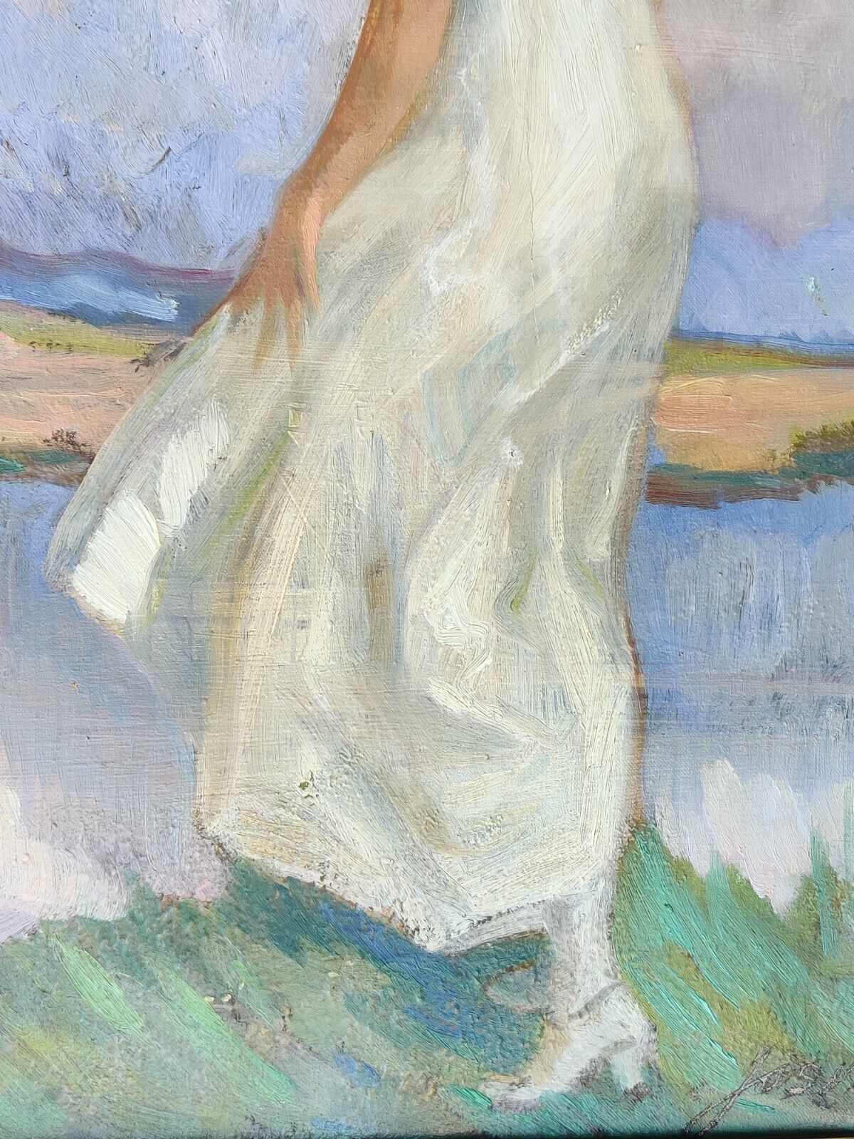 Soeren Joshva Christensen  (1882-1948): WOMAN IN WHITE DRESS original oil