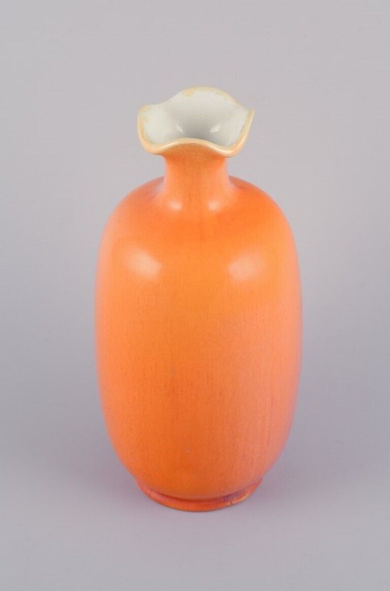 Rörstrand Sweden Large faience vase with uranium yellow glaze Early 20th C