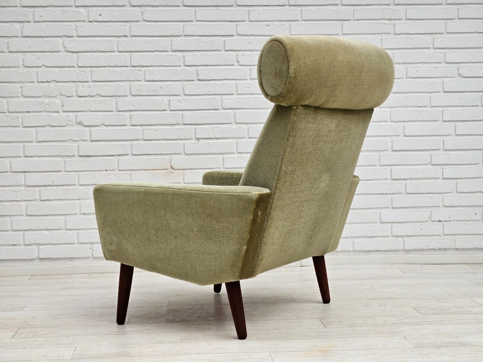 1970s Danish armchair original condition furniture velour woven wool fabric