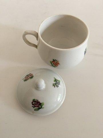 Royal Copenhagen Antique Bouillon Cup with Lid and Handpainted Flower Decoration