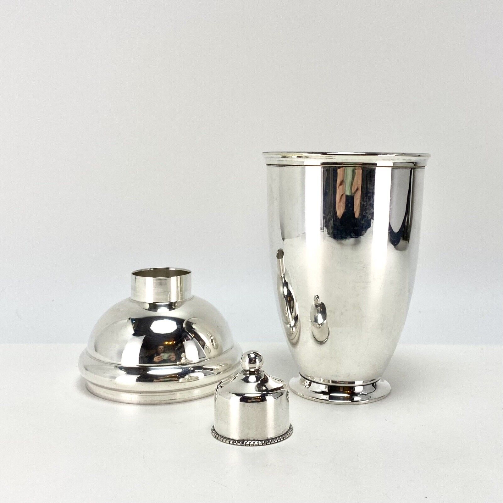 Vtg Danish Art Deco Cocktail Shaker AB Prima Sølvplet 92 Silver Plated Barware