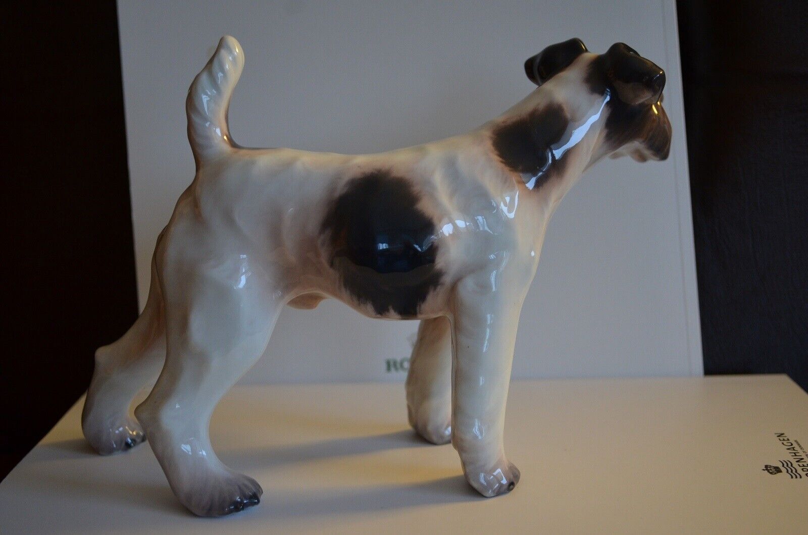 Dahl Jensen 1009 Wire Haired Fox Terrier Dog Porcelain Figurine Royal Copenhagen