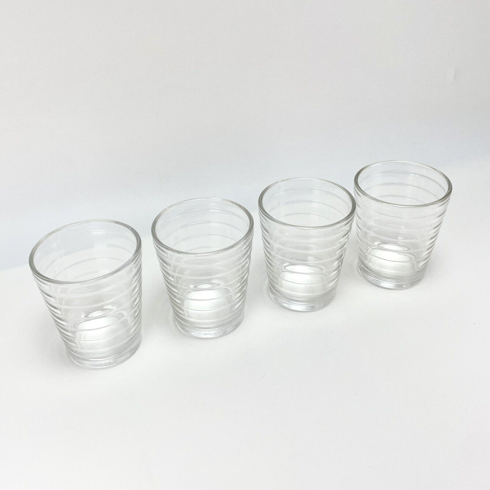 4pcs Vtg Iittala Aino Aalto Ridged Clear Drinking Glasses Finnish Glass Barware