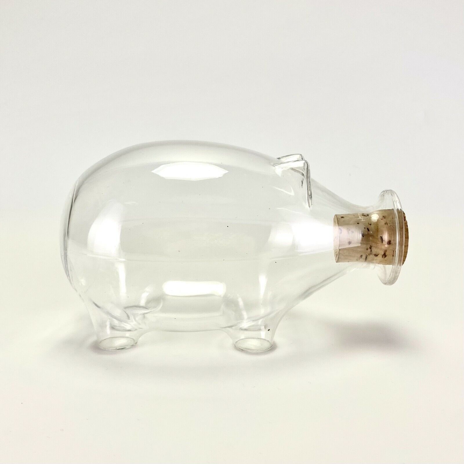 Vintage Iittala Napsu Pig Decanter Valto Kokko Finnish Clear Glass Design Cork