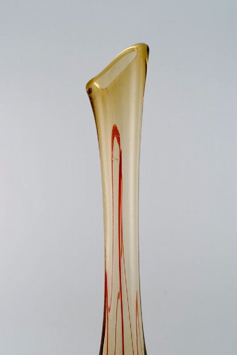 Large Murano floor vase in smoky and red mouth blown art glass Italian design