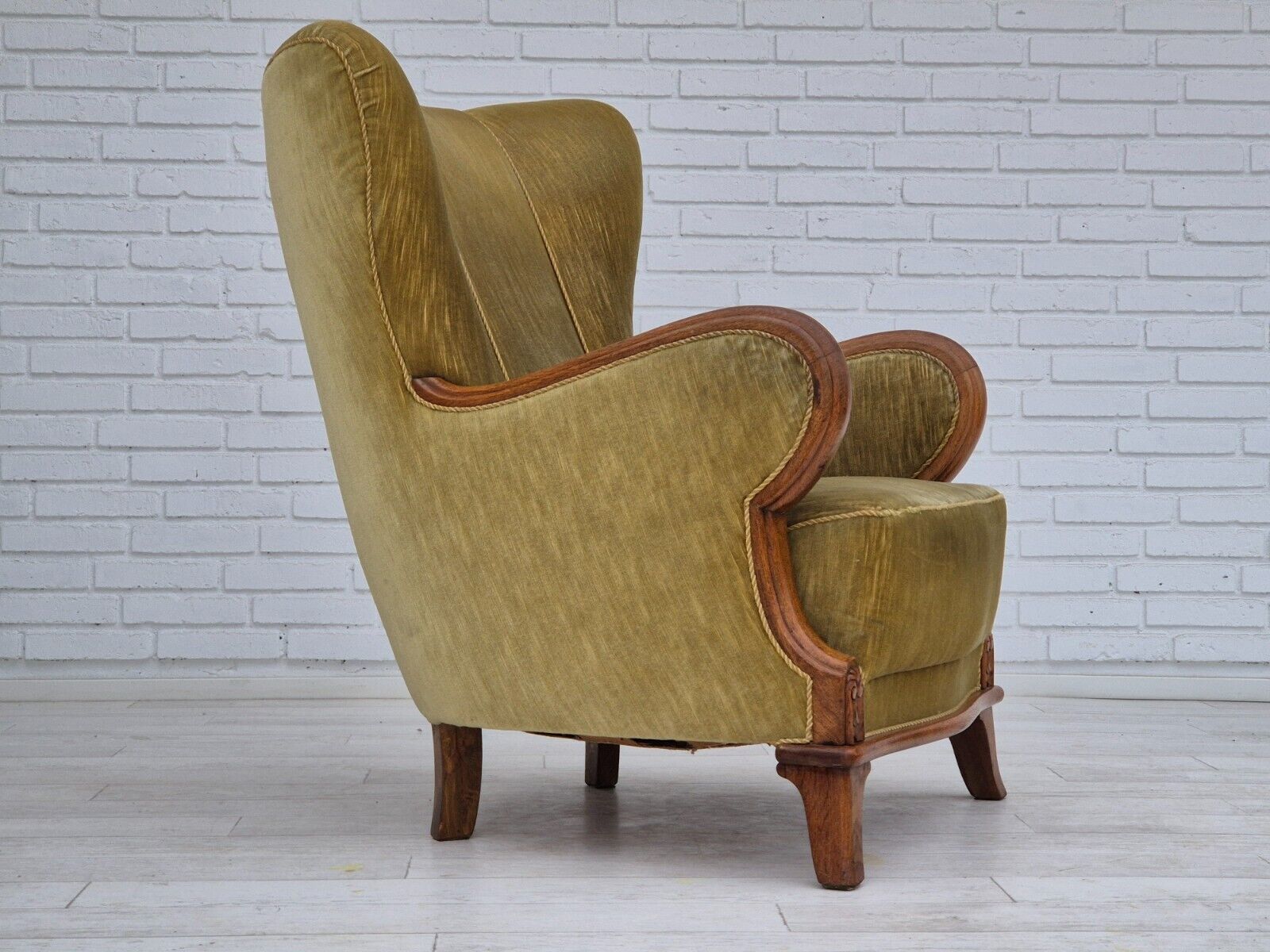 1960s Danish armchair in original very good condition furniture velour oak