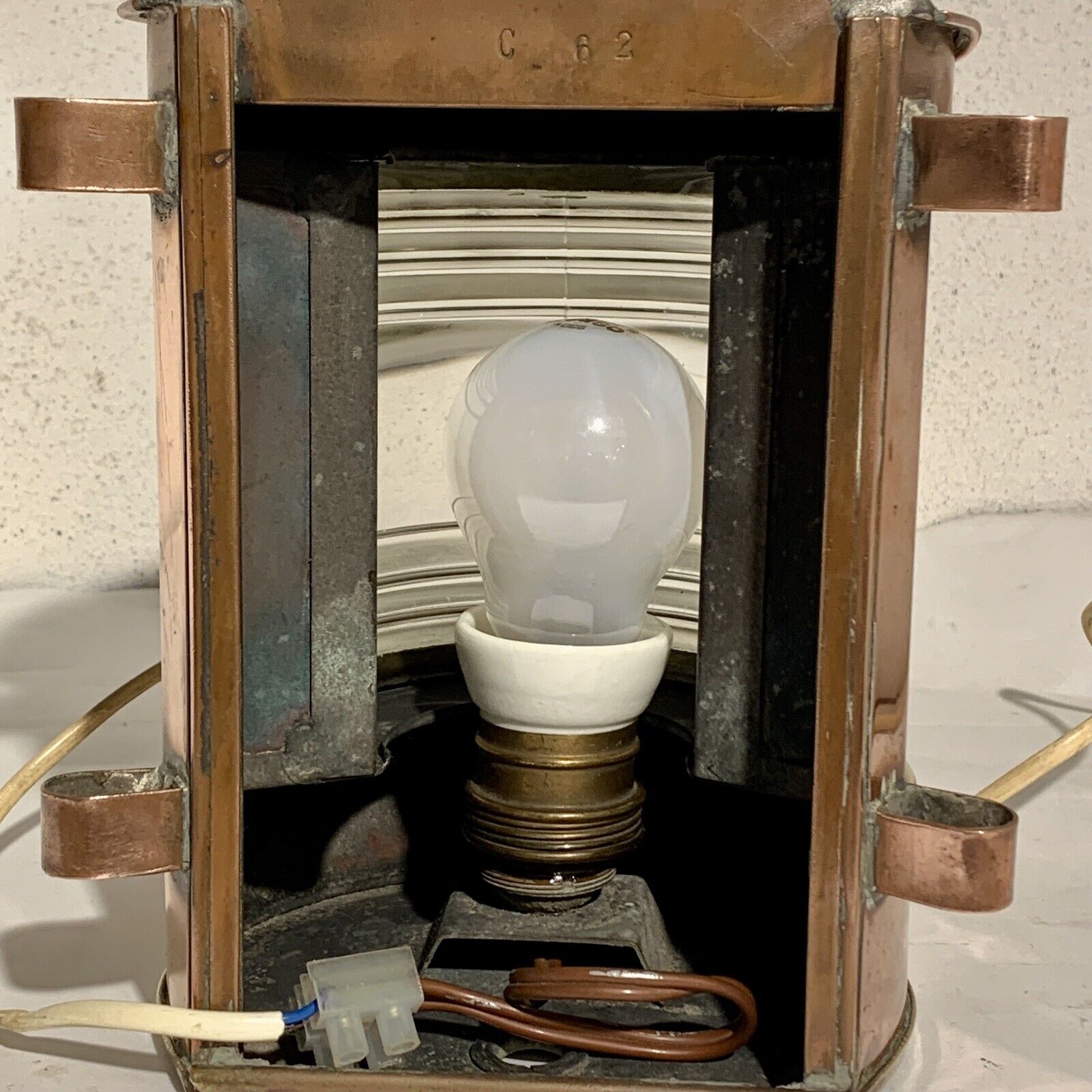 Old Danish copper ship's lantern with working light