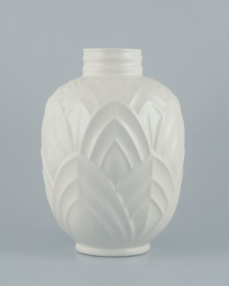 Boch Keramis Belgium Large ceramic vase White glaze Modernist design