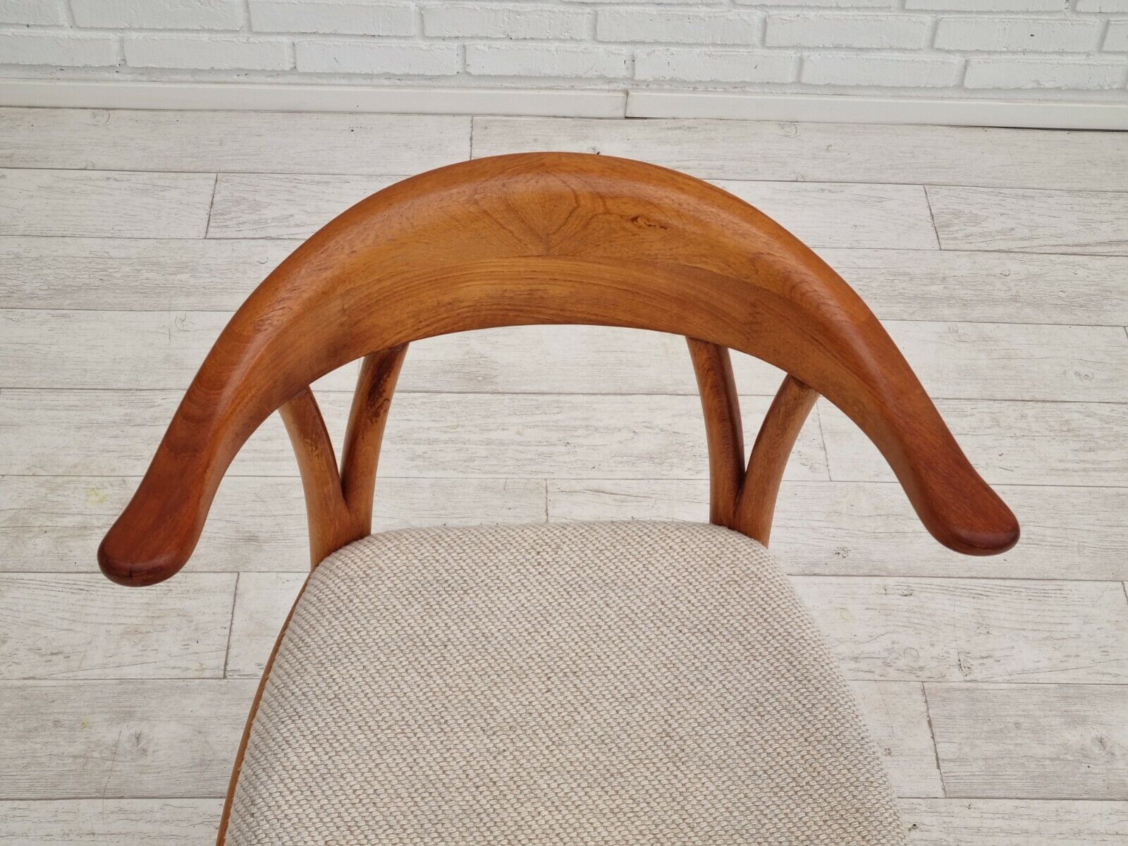 1960s Danish design armchair teak wood wool original condition