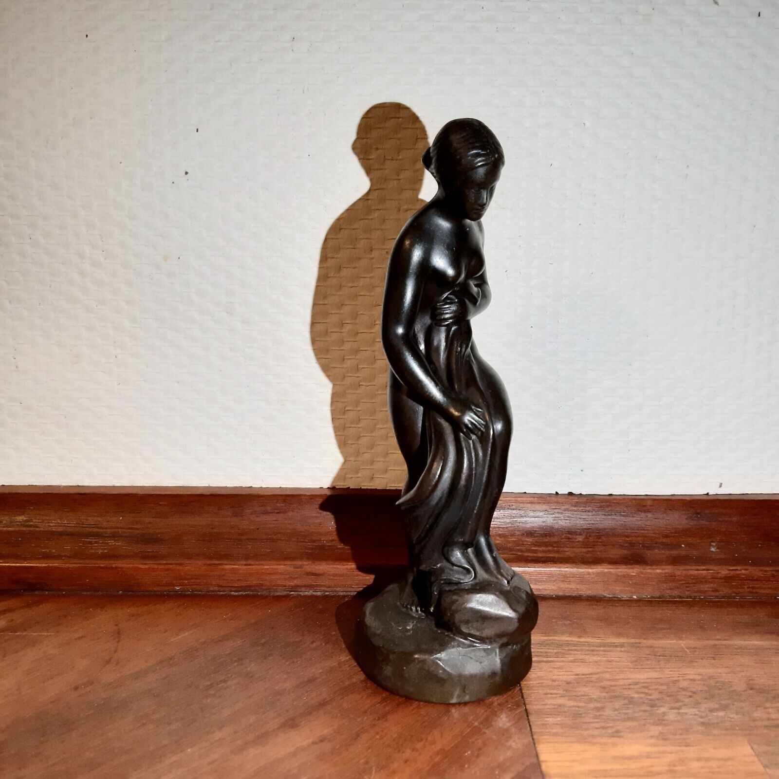 Woman Bathing Figurine # D 2100 Disco Metal JUST ANDERSEN Denmark Signed