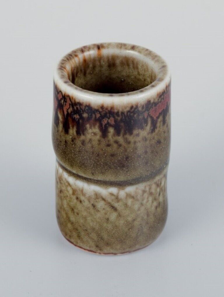 Stig Lindberg Gustavsberg Studio Miniature vase with green-brown glaze 1960s