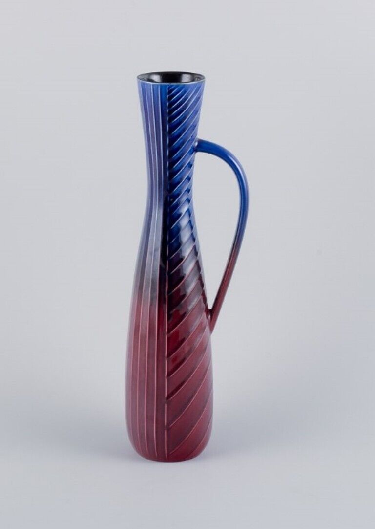 Carl Harry Stålhane for Rörstrand Tall and slim ceramic pitcher 1960s